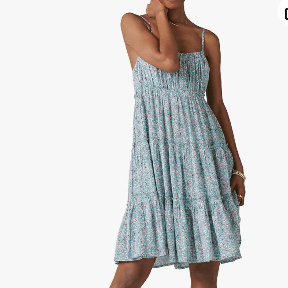 Lucky Brand 80400 Tiered smocked mini Dress Floral NWT size xs